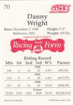 1993 Jockey Star #70 Danny Wright Back